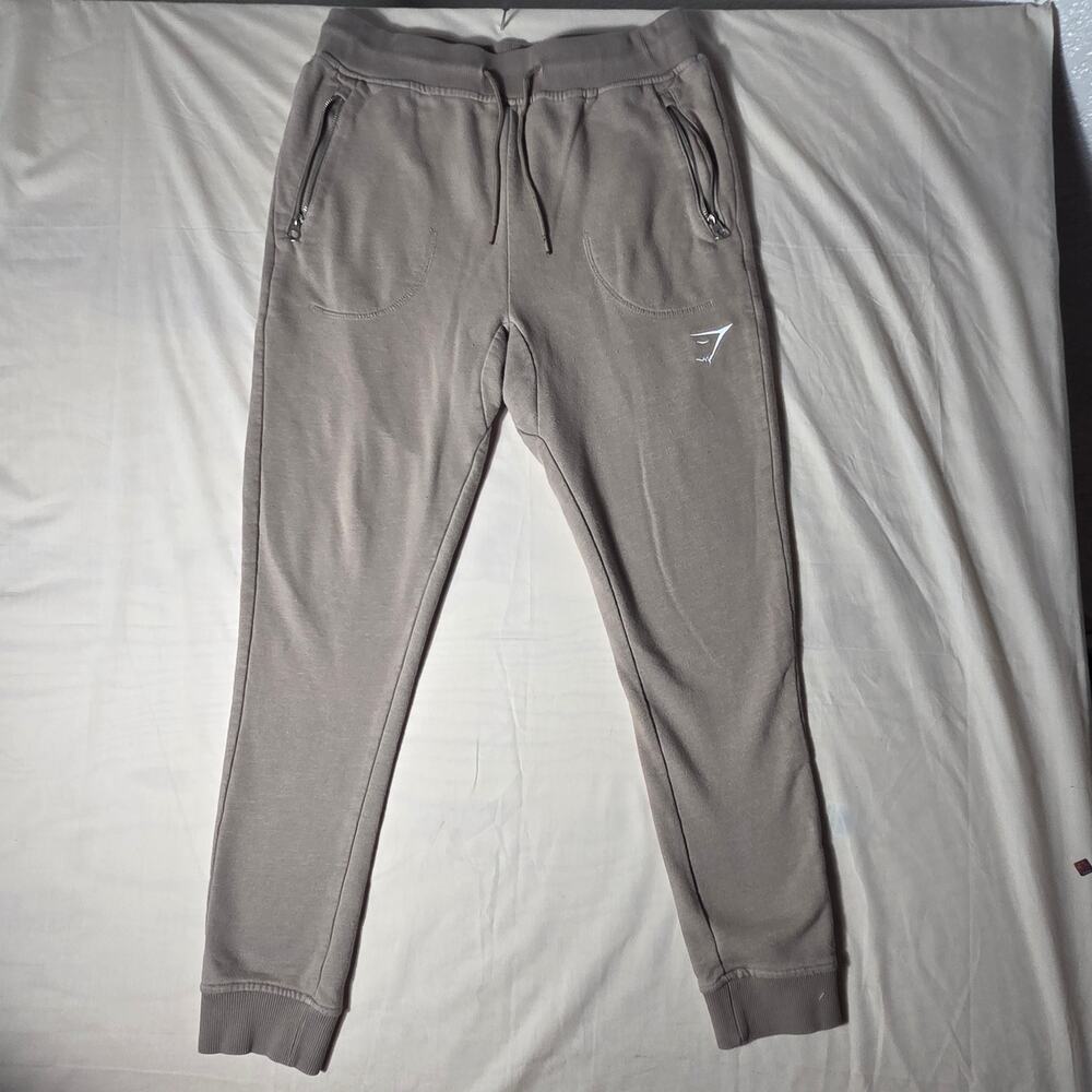 Gymshark Joggers Mens Large Gray Skinny Fit Zip Pocket Sweatpants